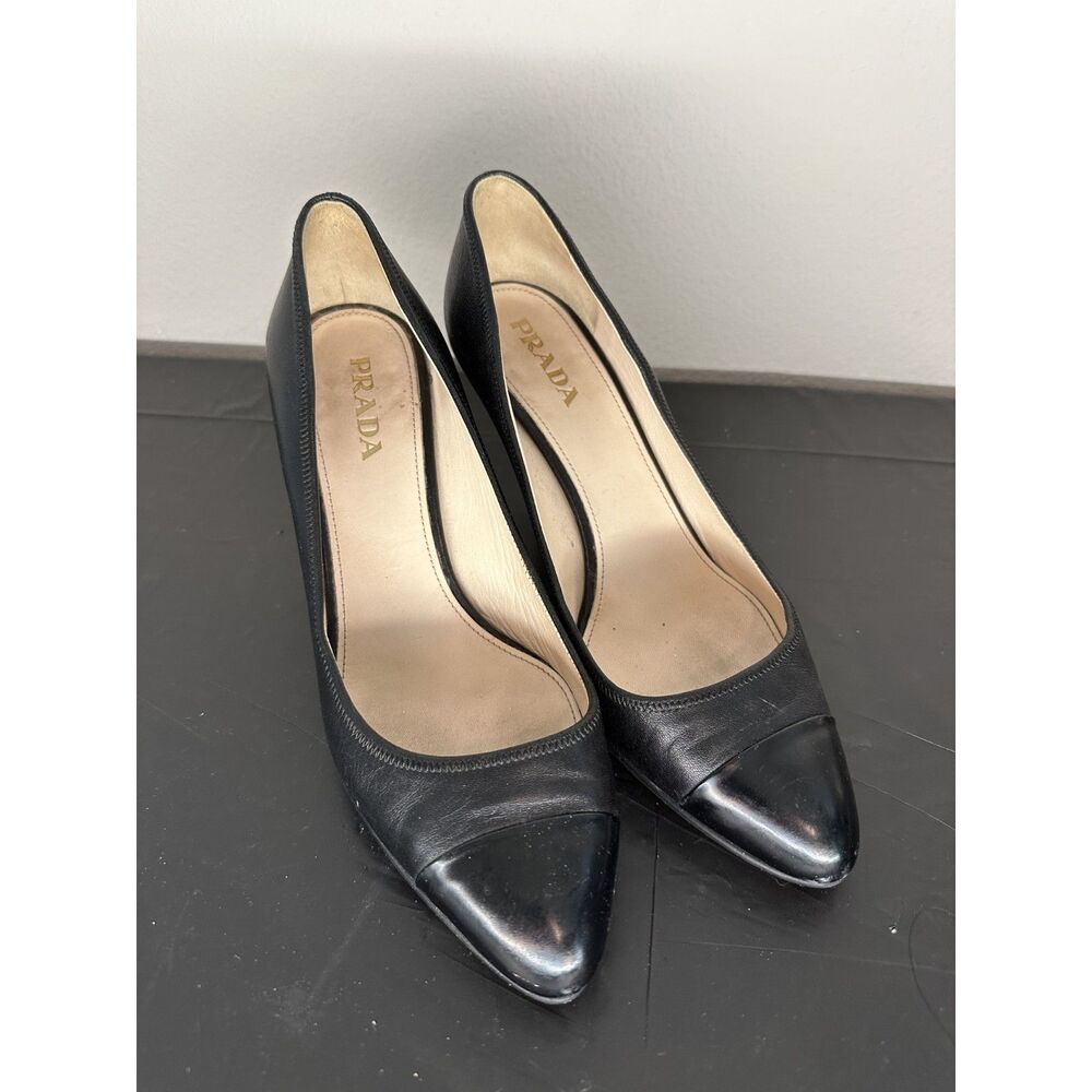Prada Milano Vintage Black Leather Pointed-Toe Pumps